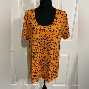 LuLaRoe XL Orange and Black Geometric Classic T